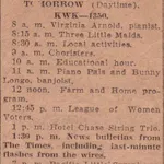 Radio Schedule — Genevieve “Bunny” Longo
